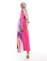 Фото #6 товара Daska chiffon split maxi dress in fuschia and multi