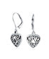 Open Lightweight Scroll Filigree Multi Heart Shape Puff Hearts Drop Dangle Earrings For Women Girlfriend Oxidized .925 Sterling Silver Lever back