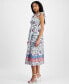 Фото #4 товара Women's Floral-Print Smocked Midi Dress
