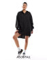 Фото #1 товара ASOS DESIGN Tall oversized shirt dress with dropped pockets in black pinstripe