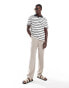 ASOS DESIGN relaxed fit polo in black and white stripe