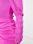 AX Paris square neck ruched mini dress in hot pink