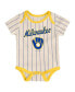 Unisex Newborn Infant Royal and Gold and Cream Milwaukee Brewers Three-Pack Number One Bodysuit