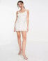 ASOS DESIGN strappy embellished cami dress with swirl pearl detail in white