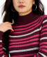 Фото #3 товара Juniors' Striped Mini-Cable Mock Neck Sweater