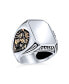 Big Statement Masculine King Of Jungle Rectangle Signet Accent Lion Ring For Men Solid Oxidized .925 Sterling Silver