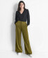 ფოტო #4 პროდუქტის Women's Glazed High Rise Seamed-Cuff Wide-Leg Pants