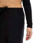 Only Curve straight leg trousers in black pinstripe Черный, EU44 L32 - фото #6