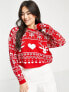 Threadbare Christmas cropped jumper in red