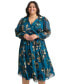 Фото #5 товара Plus Size Printed Long-Sleeve A-line Midi Dress