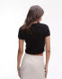 Topshop knitted textured tee in black