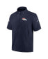 Фото #3 товара Men's Navy Denver Broncos Sideline Coach Short Sleeve Hoodie Quarter-Zip Jacket