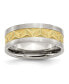 ფოტო #1 პროდუქტის Stainless Steel Brushed Yellow IP-plated 8mm Grooved Band Ring