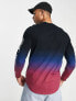 Hollister logo ombre long sleeve top in black/blue/pink