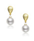 ფოტო #2 პროდუქტის Cubic Zirconia Sterling Silver Brushed Gold Plated Pearl Drop Earrings