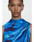 ფოტო #2 პროდუქტის Women's Draped Neck Satin Printed Dress