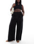 Фото #1 товара ASOS DESIGN Curve wide leg broderie dad trouser in black