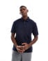 ASOS DESIGN relaxed polo with wide set rib in navy