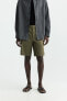 Textured twill cargo bermuda shorts