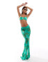 Фото #2 товара South Beach shiny abstract print underwire bikini top in green