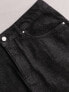 ASOS DESIGN wide mid length denim shorts in washed black