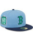 ფოტო #1 პროდუქტის Men's Light Blue, Navy Boston Red Sox Green Undervisor 59FIFTY Fitted Hat