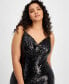 ფოტო #4 პროდუქტის Trendy Plus Size Sequin V-Neck Gown