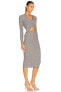 Фото #2 товара Johnattan SIMKHAI Kim Ribbed Midi Dress in Black Sandstone size XL