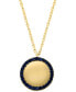 Фото #2 товара EFFY® Sapphire Polished Disc Halo 18" Pendant Necklace (1/3 ct. t.w.) in 14k Gold-Plated Sterling Silver