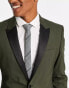 Фото #3 товара ASOS DESIGN skinny tuxedo suit jacket in forest green