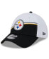 Фото #7 товара Men's White, Black Pittsburgh Steelers 2023 Sideline 39THIRTY Flex Hat