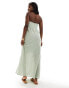 Фото #2 товара In The Style linen blend bandeau maxi dress in sage green