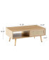 Фото #4 товара Rattan Coffee Table, Sliding Door For Storage, Solid Wood Legs, Modern Table For Living Room