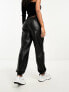 Фото #3 товара Stradivarius faux leather jogger in black