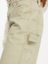 Фото #3 товара ASOS DESIGN Petite minimal cargo trouser in khaki with contrast stitching