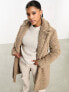 Фото #5 товара Threadbare Maine oversized borg coat with tie waist in taupe