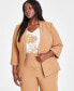 Фото #6 товара Plus Size Collarless Open-Front Roll-Tab Sleeve Jacket
