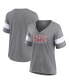 ფოტო #1 პროდუქტის Women's Heather Gray San Francisco 49ers Super Bowl LVIII Cheer Section Tri-Blend V-Neck Fashion T-shirt