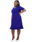 ფოტო #5 პროდუქტის Women's Round-Neck Short-Sleeve Ruffle-Hem Dress