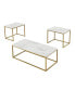 Faux Marble Coffee Table Set, White Gold