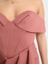 Фото #4 товара ASOS DESIGN Petite off shoulder corset midi wrap skirt dress in rose