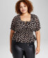 ფოტო #1 პროდუქტის Trendy Plus Size Puff Sleeve Top, Created for Macy's