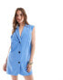 Фото #2 товара ASOS DESIGN oversized tux mini dress in light blue