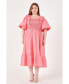 ფოტო #2 პროდუქტის Women's Plus size Ruffled Smocked Midi Dress