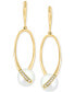 ფოტო #1 პროდუქტის EFFY® Freshwater Pearl (7-1/2mm) & Diamond (1/20 ct. t.w.) Drop Earrings in 14k Gold
