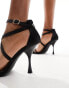 New Look – Stiletto-Sandaletten aus schwarzem Satin mit mehreren Riemchen