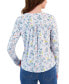 ფოტო #2 პროდუქტის Women's Printed Henley Knit Shirt, Created for Macy's