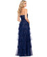 Фото #2 товара Women's Off-The-Shoulder Tiered Mesh Ballgown