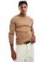 Brave Soul cotton ribbed turtle neck jumper in tan