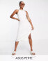 Фото #1 товара ASOS DESIGN Petite knitted racer midi dress in cream